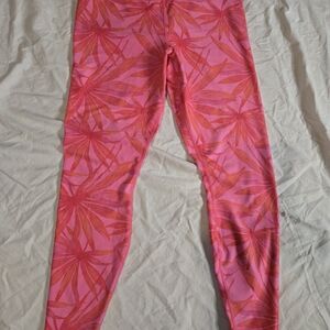 Spiritual Gangster Pink & Coral Floral Leaf Print Leggings